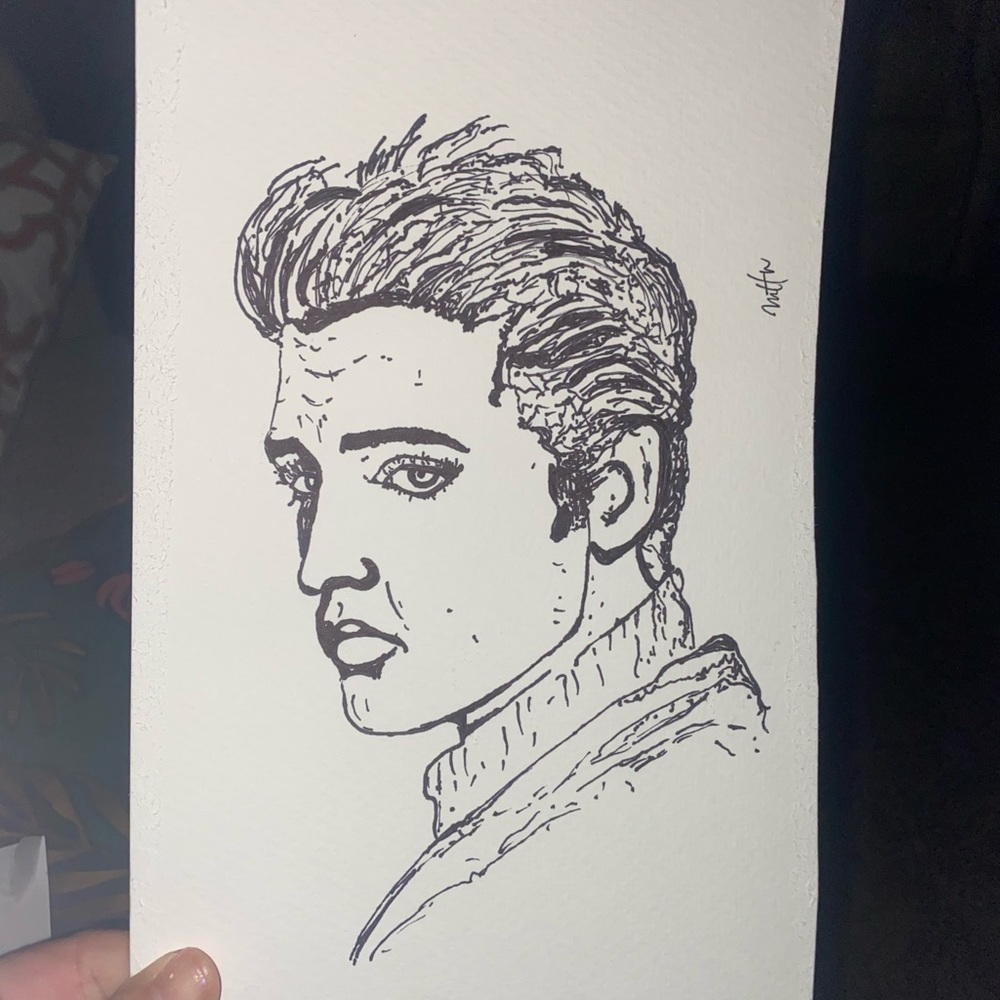 Elvis sketch print by me numbered and signed 8.5x11